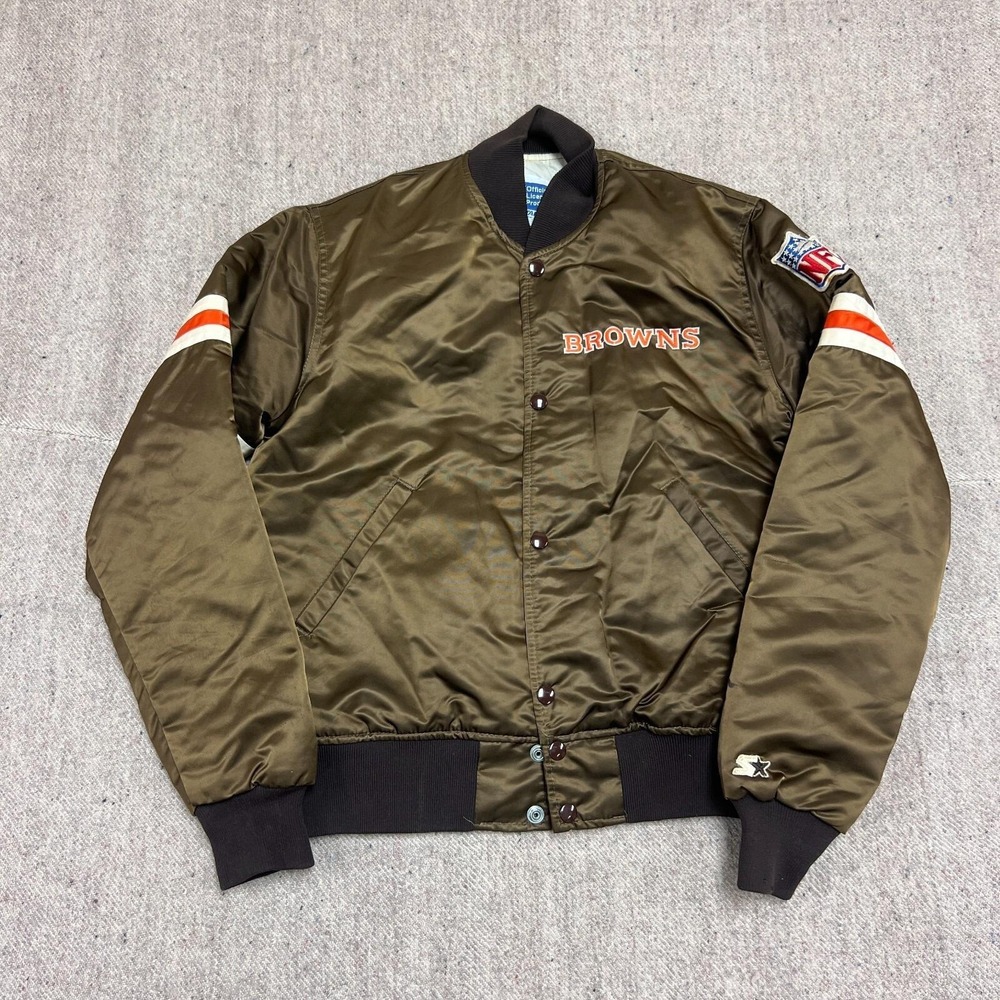 Vintage Cleveland Browns Jacket Mens Small Brown 1980s Starter